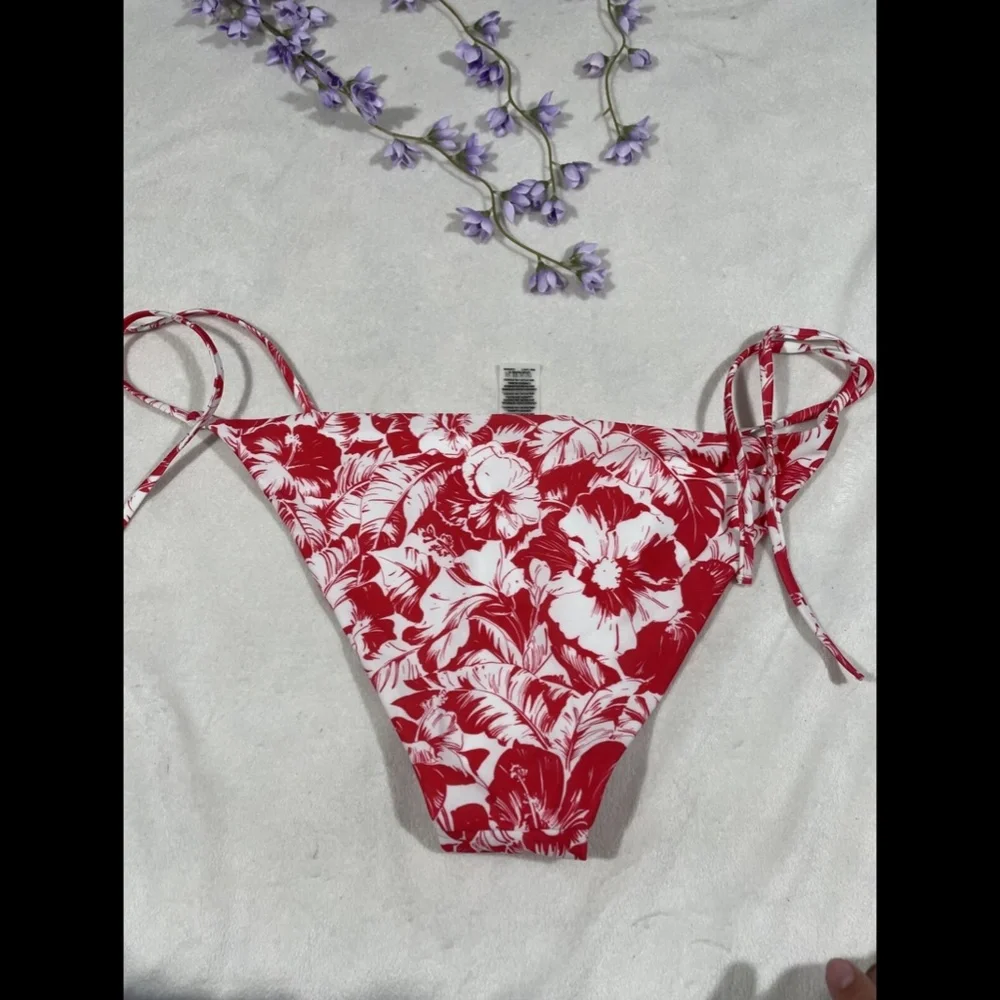 NEW $95 Onia Kate String‎ Tie Floral Bikini Bottoms in Hibiscus [ SZ Large ]
